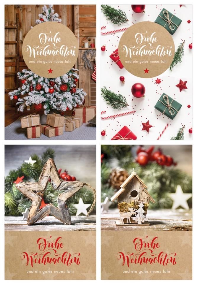 Umschlagkarten 11,5x17 cm Frohe Weihnachten 4x10 Stück Umschlagkarten 11,5x17 cm Frohe Weihnachten 4x10 Stück