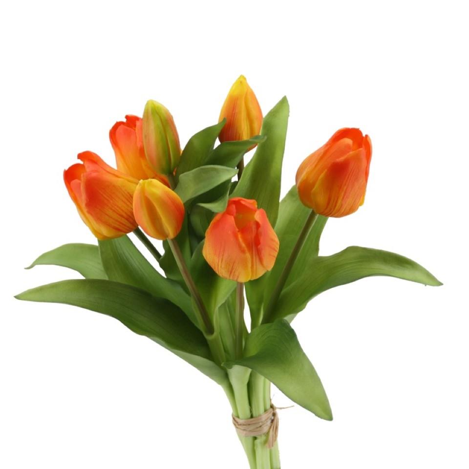 Tulpenbund 7 Blüten soft touch orange H30cm