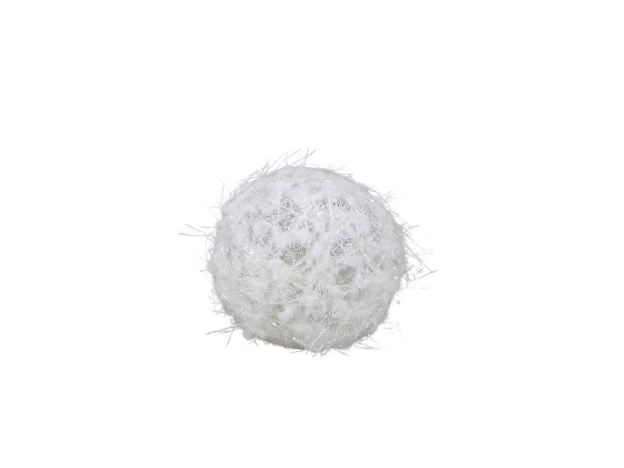 Kugel Wolle weiß m. Glitzereffekt D10cm