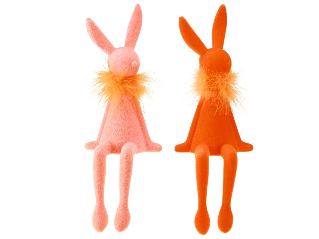 Kantenhocker Hase Kunststoff beflockt apricot/orange H38cm