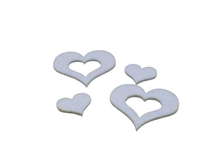 Herzstreuer Filz 4-6cm weiß