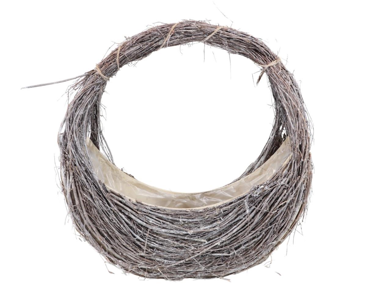 Pflanzkorb Schaukel Weide white-washed D57cm