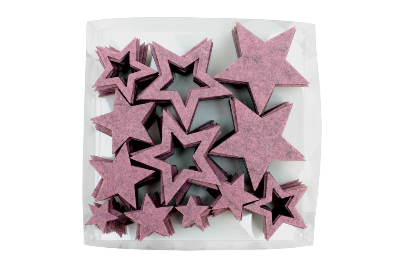 Streuer Filzsterne Mix Deluxe 6-fach altrosa D2,5-6,8cm