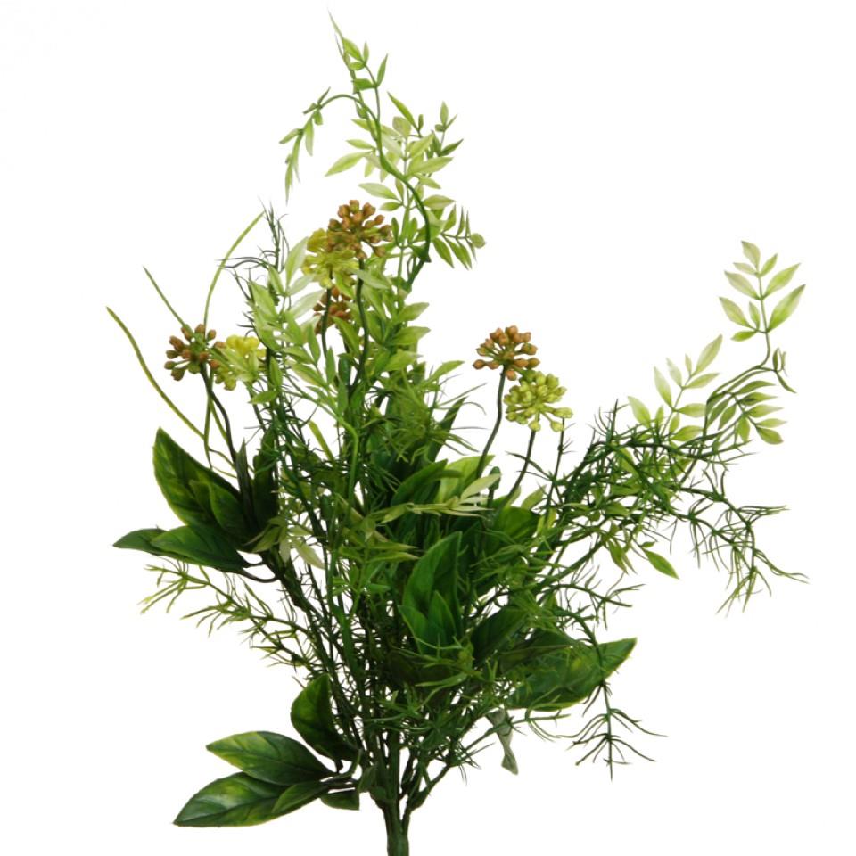 Blätterbusch m. Blüten grün-gelb H35cm