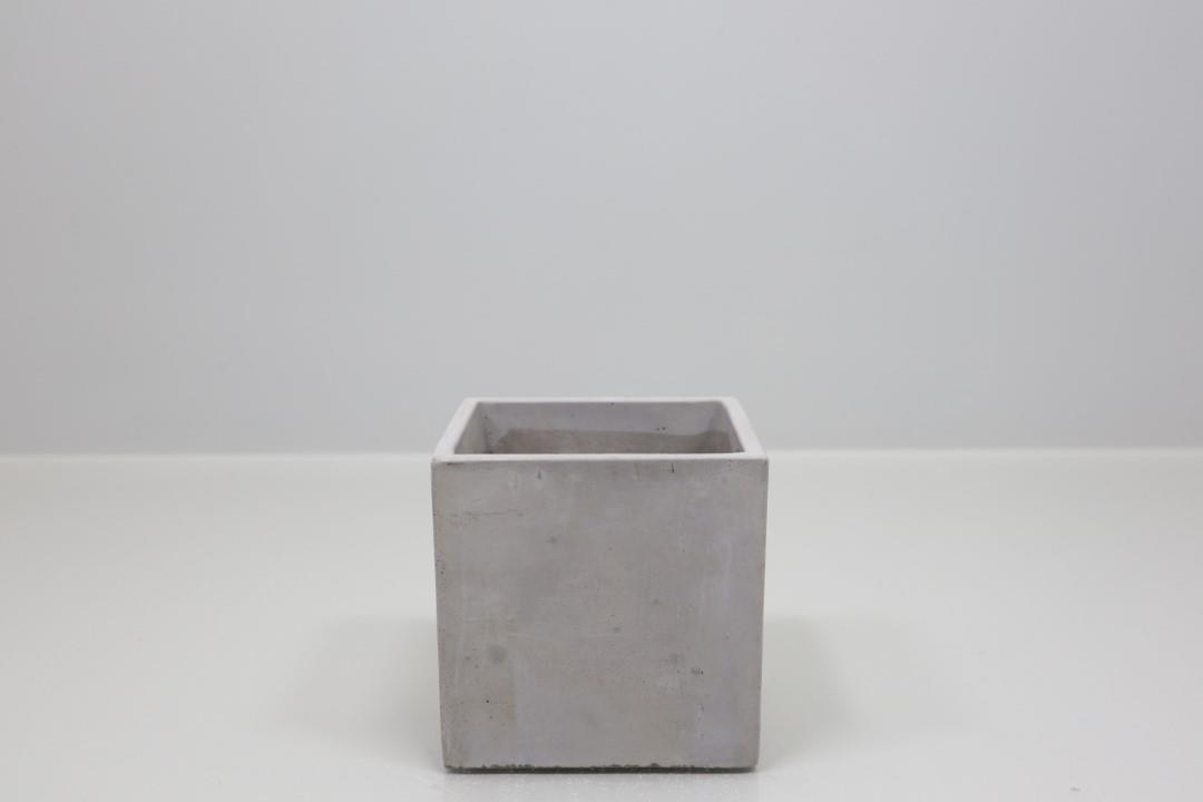 Pflanzkübel quadratisch Zement innen glasiert grau 10,5cm