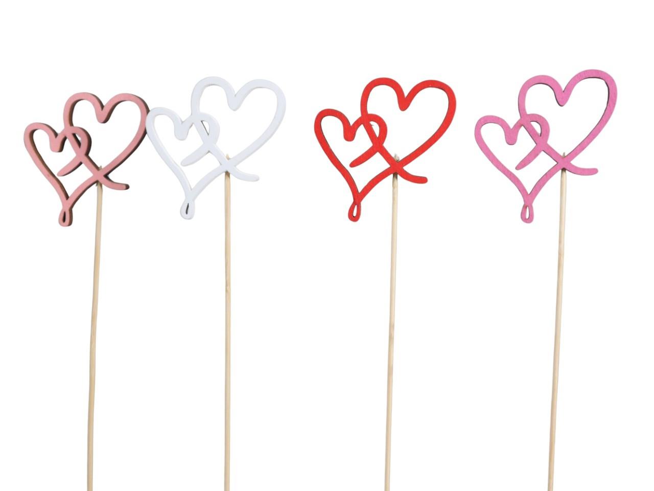 Stecker Doppelherz Holz farbmix D7x6,5cm + Pin