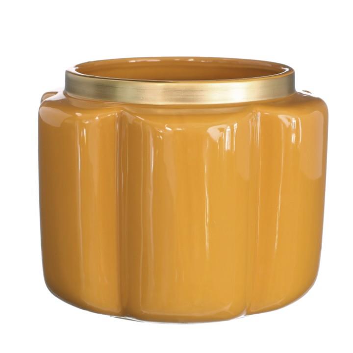 Übertopf Sitzkissen Keramik mustard/gold D17,6cm Übertopf Sitzkissen Keramik mustard/gold D17,6cm