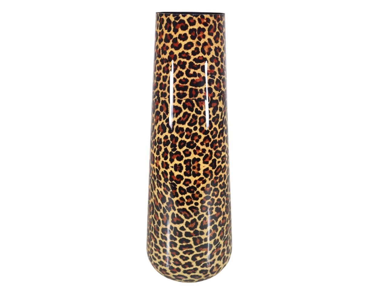 Vase Metall- Emaille Leopardmuster brauntöne H65cm