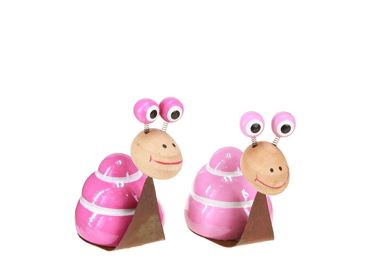 Schnecke Holz auf Metall rosa-pink H8cm