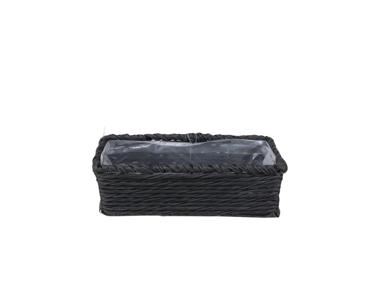 Pflanzkorb rechteckig Polyrattan schwarz L20x8H7cm