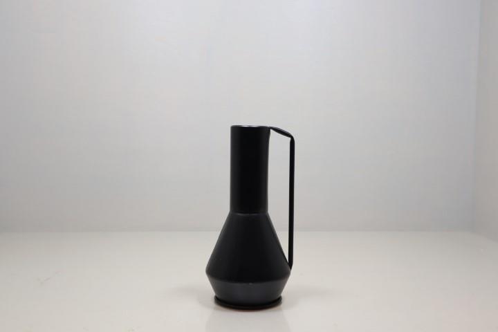 Vase mit Henkel Metall schwarz H28cm